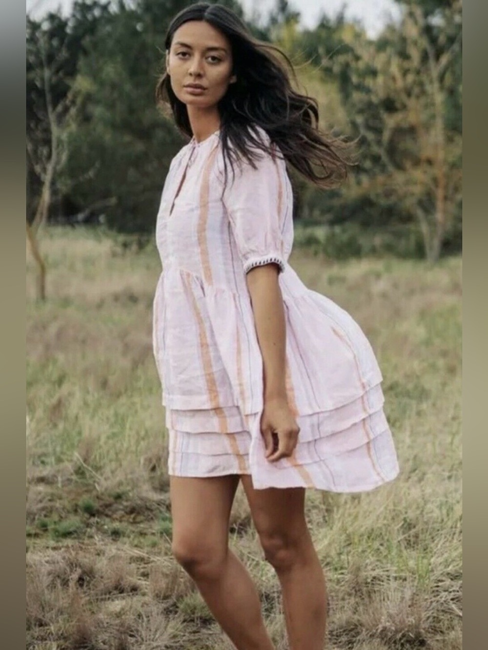 BNWT 100% linen Lem lem x HM mini dress fits big